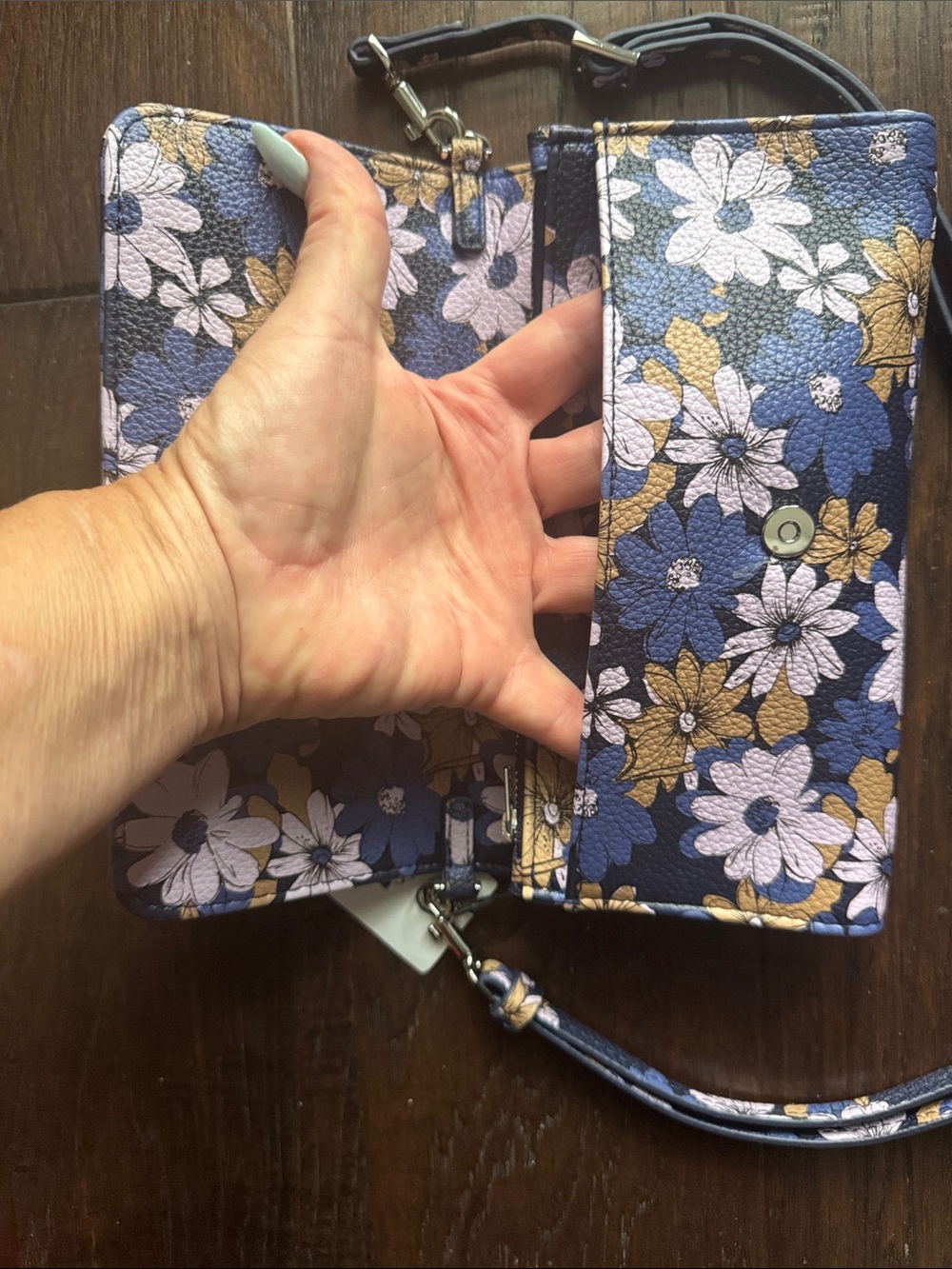 Vera Bradley Black, Pink and Purple Floral Crossbody Wallet - Picture 7 of 10